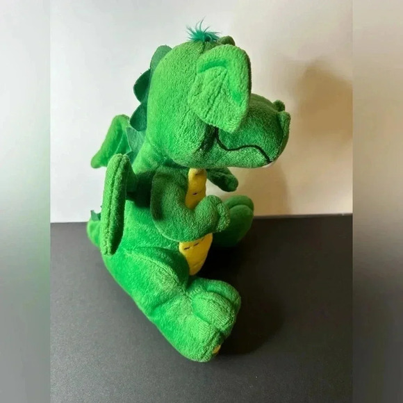 Aurora Green Dragon Plush Stuffed Animal Yellow Eyes Belly Wings Tooth - Picture 11 of 11
